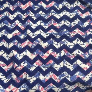 LuLaRoe T/C Blue Chevron Leggings with Pink & Purple Flower Design